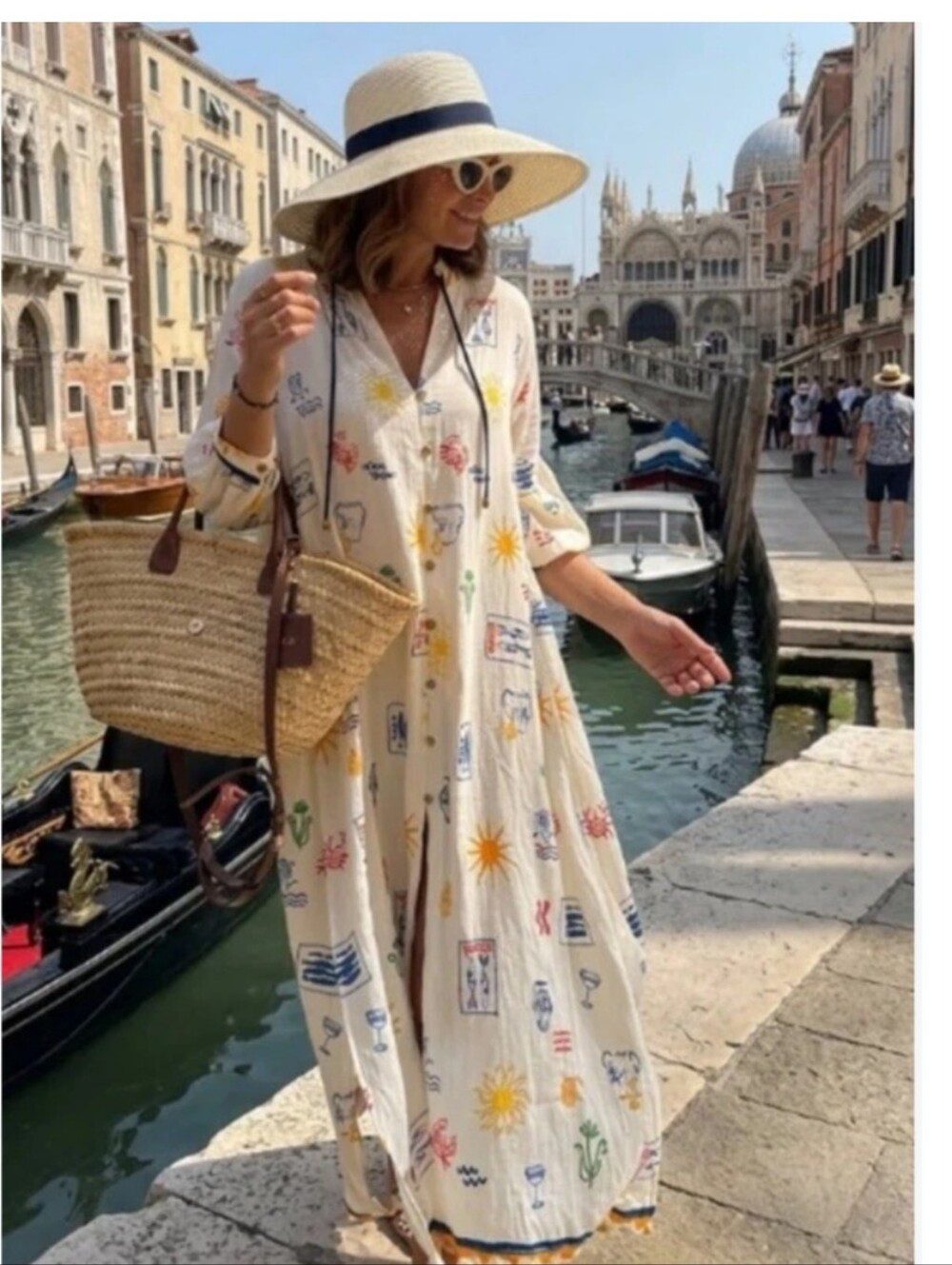 Zara LONG PRINTED DRESS Size L